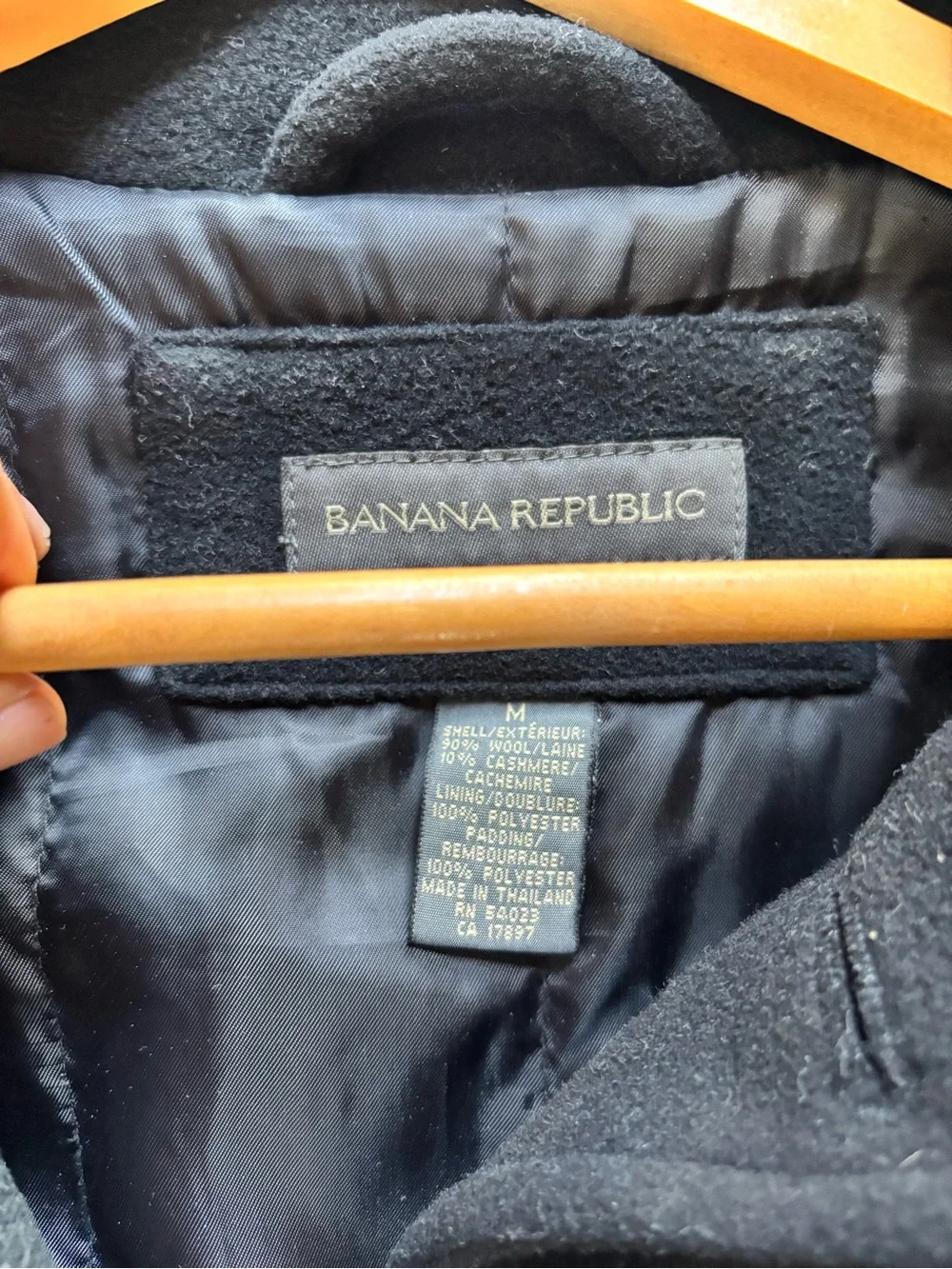 Banana Republic Men's Black Overcoat Jacket - Classic Single-Breasted